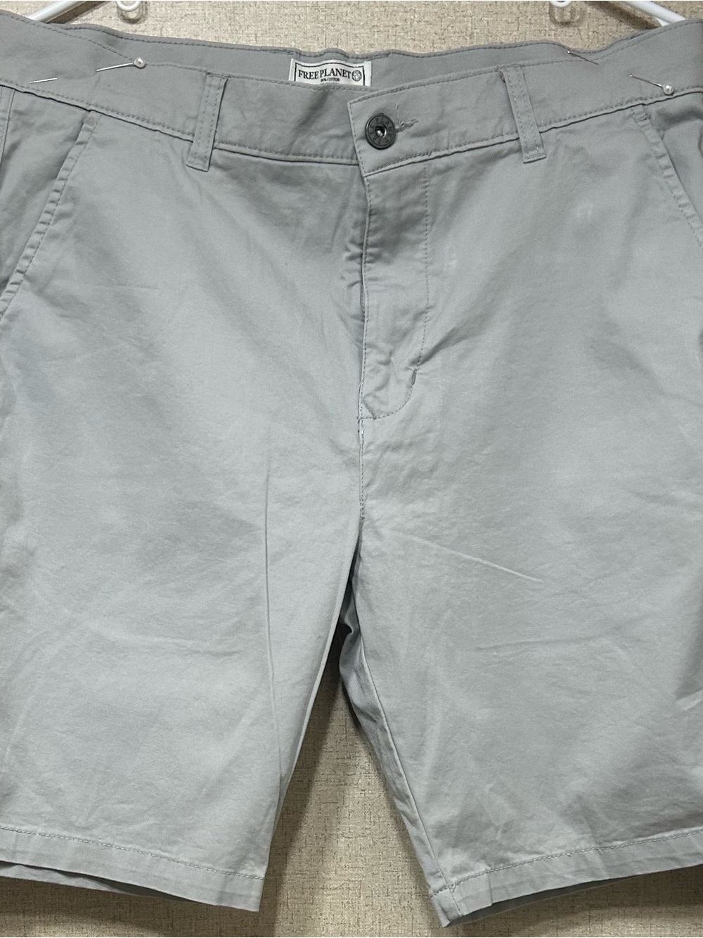 Free Planet Men's Light Gray Flat Front Chino Shorts